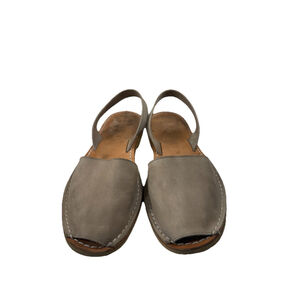 Calaxini Taupe Nubuck Leather Abarcas Slingback Flat d'Orsay Sandals Shoes